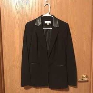 Calvin Klein Faux Leather Luxe Black Blazer